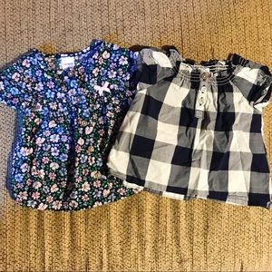 Baby Girl Floral Plaid Button Blouse Tops